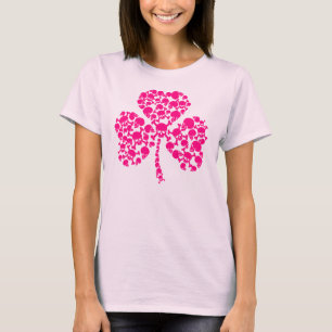 T-shirt Crânes de shamrock de rose du jour de St Patrick