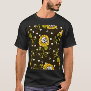 T-shirt Crânes de tournesol : Unique Motif sans fil.