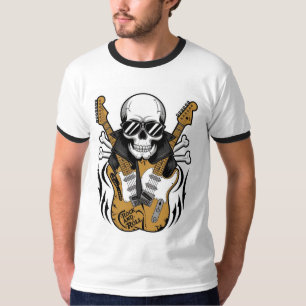 T-shirt Crânes et guitares rock et roll