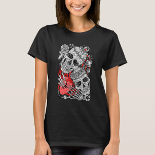 T-shirt Crânes gothiques Skeletons Amour Coeur Rose