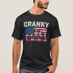 T-shirt Cranky Car Engine Cranksweat Us Flag Mécanique 4e