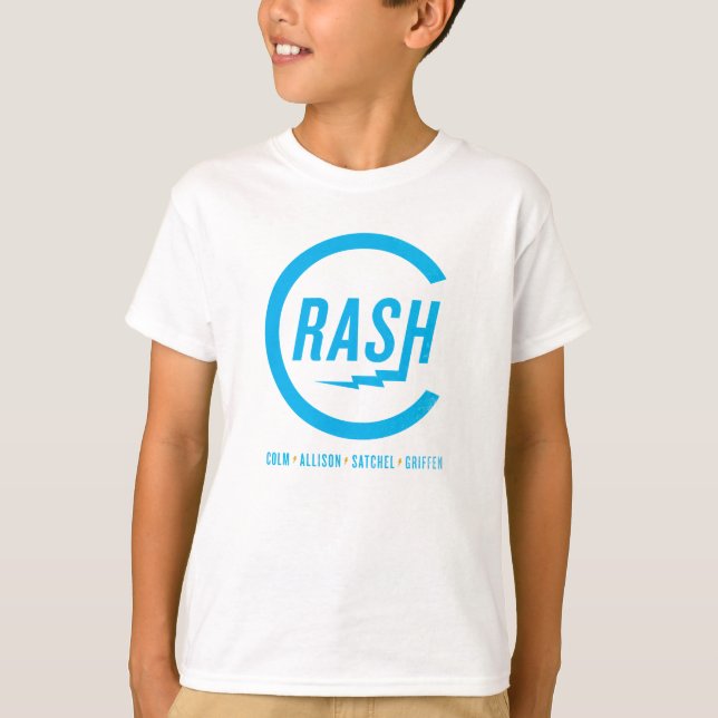 T-shirt Crash - logo cyan (Devant)