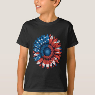 T-shirt Cravate américaine Drapeau Bow 4 juillet Filles Pa