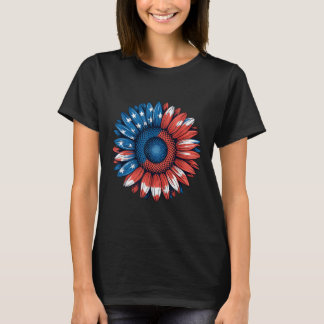 T-shirt Cravate américaine Drapeau Bow 4 juillet Filles Pa