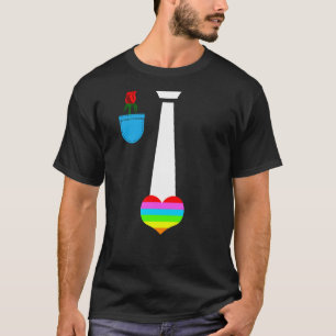 T-shirt cravate costume arc-en-ciel coeur romantique rose