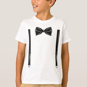 T-shirt Cravate De Bow Avec Suspendants - Bowtie Pour Mari