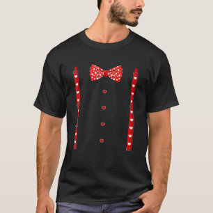 T-shirt Cravate de Bow Coeurs rouges Suspendants Valentine