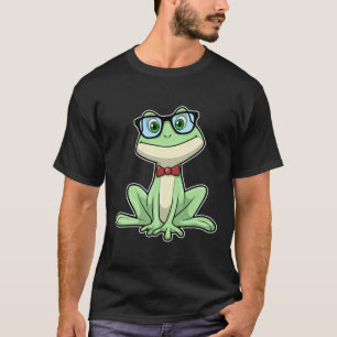 T-shirt Cravate de lunettes pour étudiants Nerd grenouille