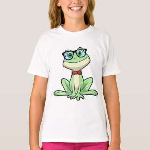 T-shirt Cravate de lunettes pour étudiants Nerd grenouille