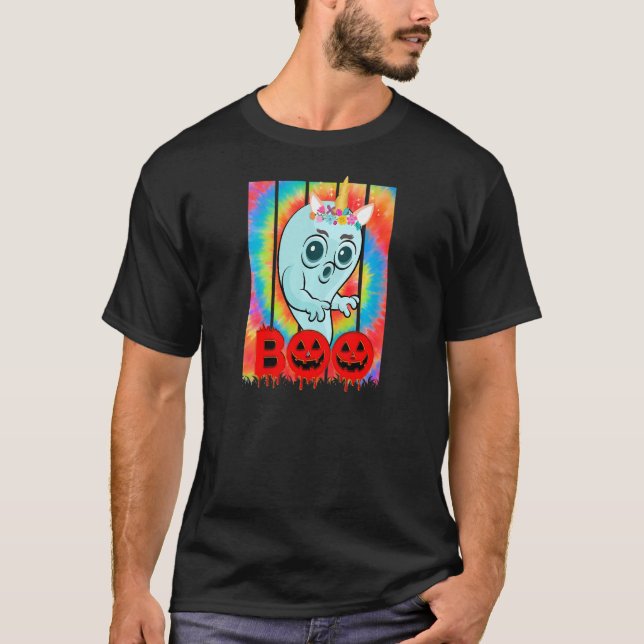 T-shirt Cravate Fleur de Citrouille Fantôme de Boo Femen V (Devant)