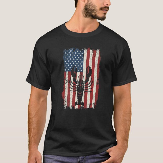 T-shirt Crawfish Boil Craw Fish Usa Drapeau Américain Mard (Devant)