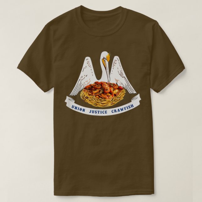 T-shirt Crawfish Louisiana Pelican Flag Union Justice Craw (Design devant)