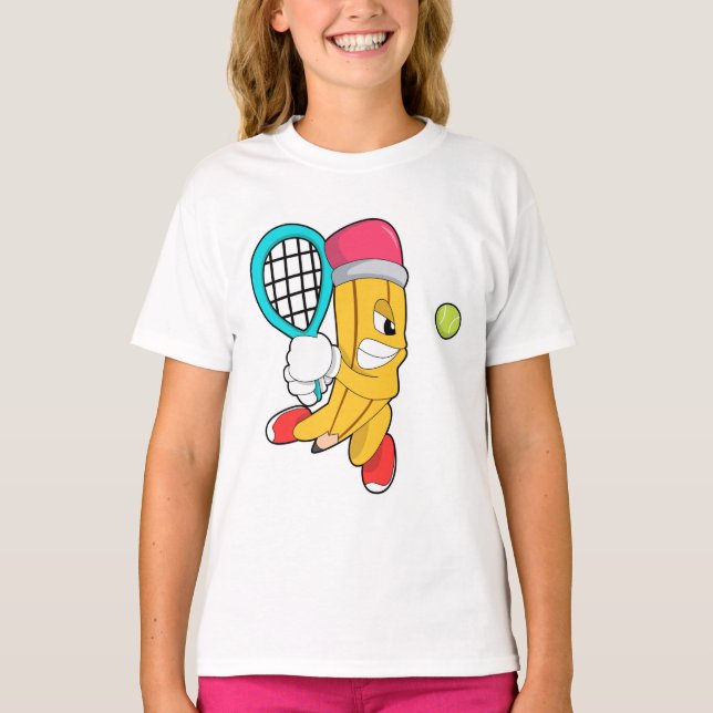 T-shirt Crayon au tennis avec raquette de tennis (Devant)