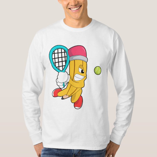 T-shirt Crayon au tennis avec raquette de tennis (Devant)