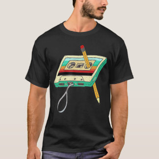 T-shirt Crayon Cassette Audio 80s Rétro Vintage Nostalgie