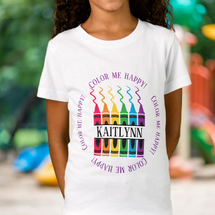 T-Shirt Crayon Color Me Happy Name Design Custom Child