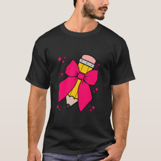 T-shirt Crayon Coquette Bow Retour À L'École Première Jour