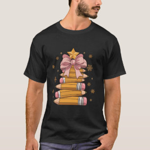 T-shirt Crayon de Noël Coquette rose mignonne Enseignement