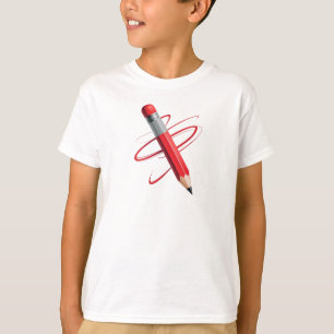 T-shirt Crayon rouge dynamique avec des lignes spirales cr