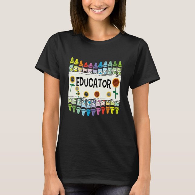 T-shirt Crayons And Flower Teaching   Educator (Devant)