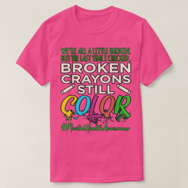 T-shirt Crayons brisés Soutien à la sensibilisation à la s (Design devant)