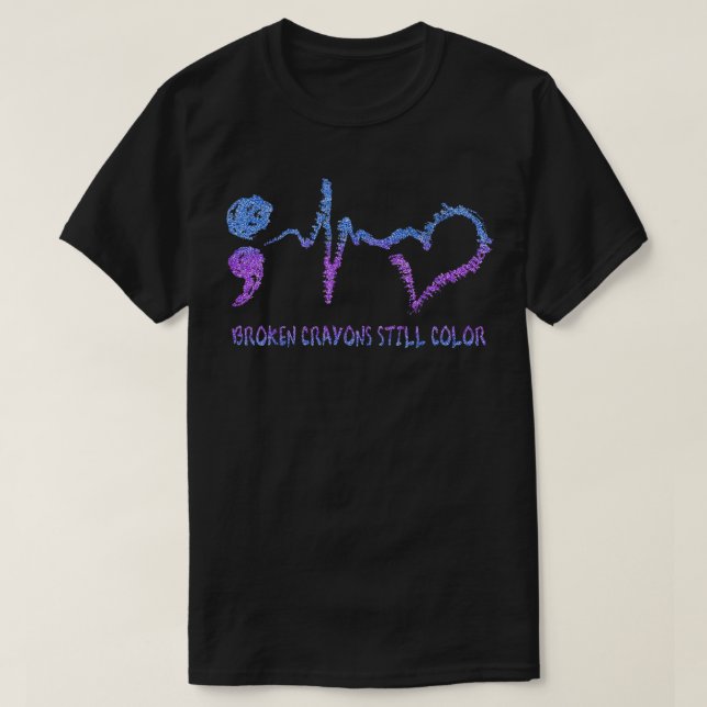 T-shirt Crayons brisés Toujours Couleur Suicide Prévention (Design devant)