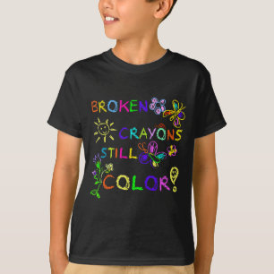 T-shirt Crayons Cassés Drôles Couleur Sensibilisation à la