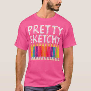 T-shirt Crayons colorés Doodling Sketting Artiste