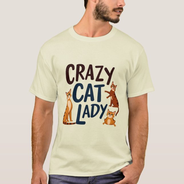 T-shirt Crazy Cat Lady Club - Cute Trio Kitty Design (Devant)