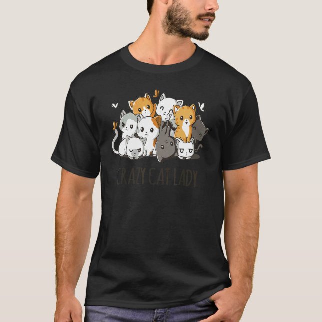 T-shirt Crazy Cat Lady Team Cat Butterfly Smile Tee (Devant)