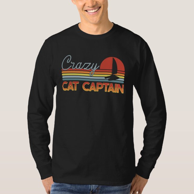 T-shirt Crazy Catamaran Captain Sailing Sailor (Devant)