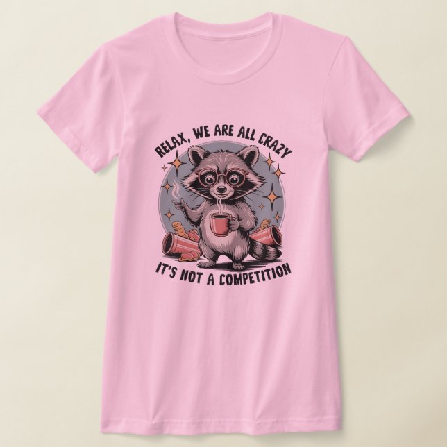 T-shirt Crazy Coffee Raccoon (Poser)