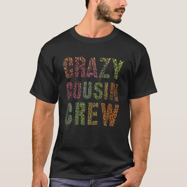 T-shirt CRAZY COUSIN ÉQUIPAGE Empreinte de léopard Funny M (Devant)