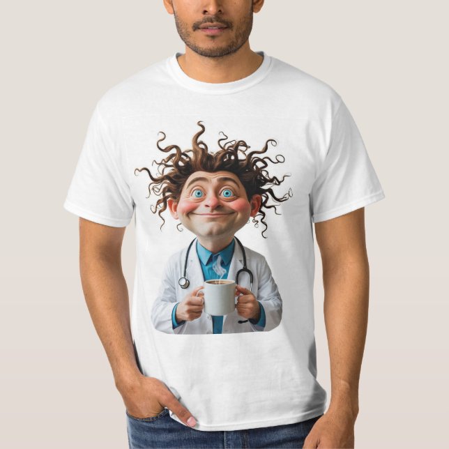 T-shirt Crazy Doctor Coffee Lover Tee (Devant)