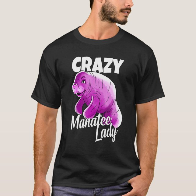 T-shirt Crazy Manatee Lady Cute Graphic (Devant)