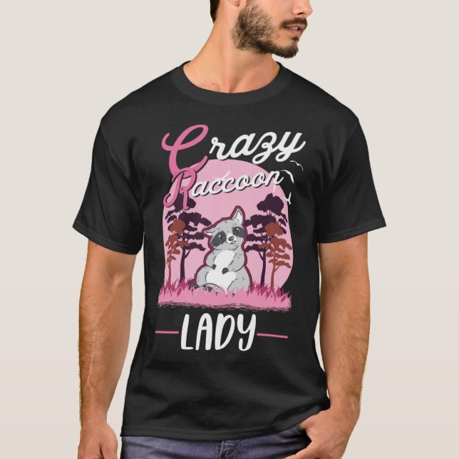 T-shirt Crazy Raccoon lady Raccoon Girl (Devant)