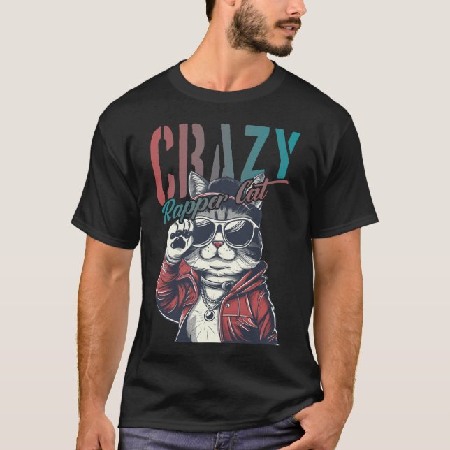 T-shirt Crazy Rapper Cat (Devant)