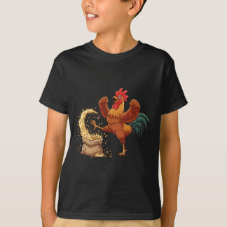 T-shirt Crazy Rooster Kicking Grain Funny Farm Chicken 