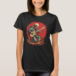 T-shirt Crazy Skeleton Costume pour Guitariste et Rockn Ro