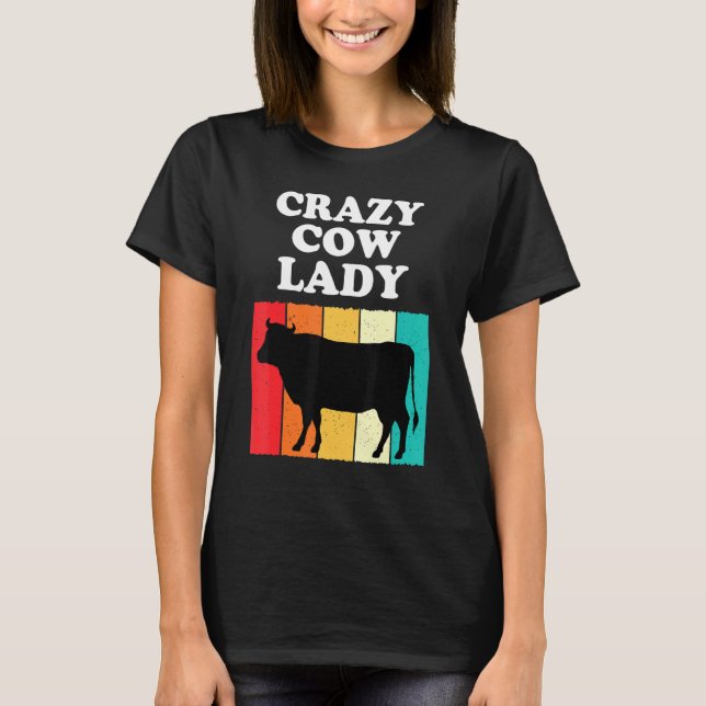T-shirt Crazy Vache Lady Vache Filles Femmes Farming Maman (Devant)