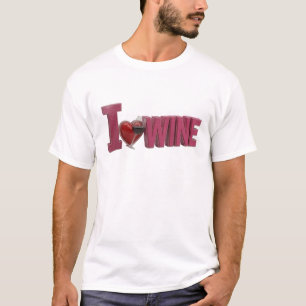 T-shirt Créatif Rose I LOVEW WINE Style Déclaration