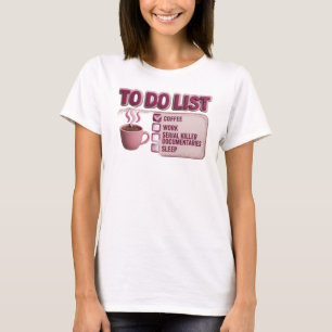 T-shirt Création artistique « COFFEE WORK TRUE CRIME » ros