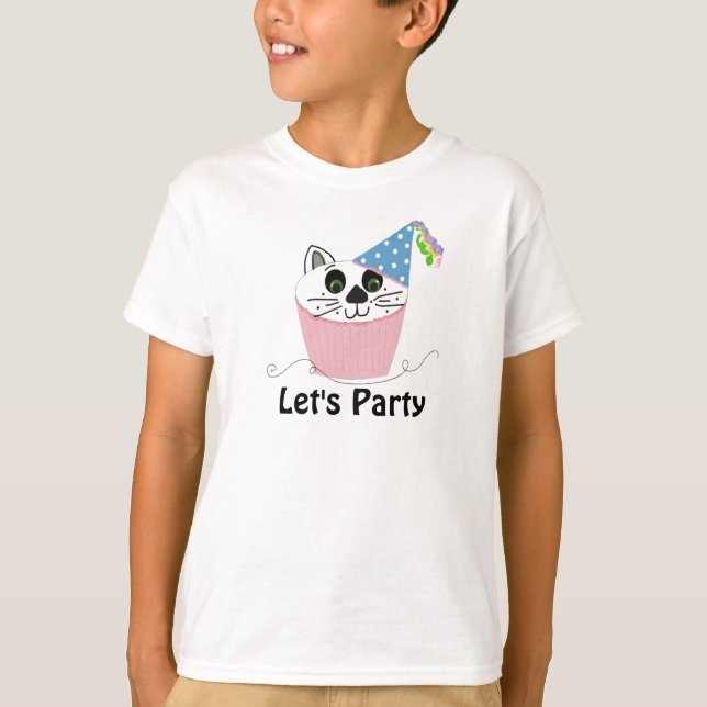 T-shirt Création d'anniversaire Cupcake Chat (Devant)