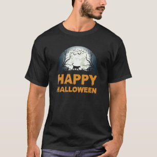 T-shirt Création de chat de lune d'Halloween effrayant pou