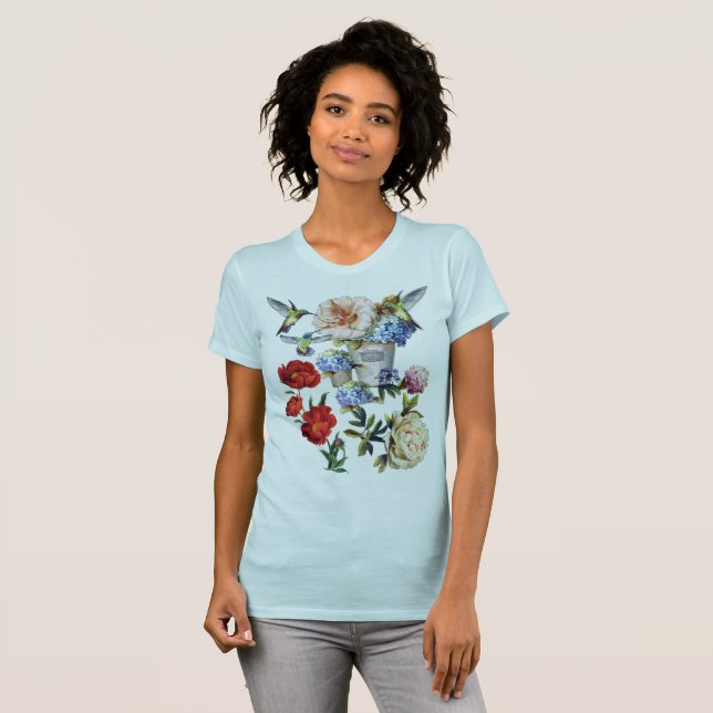 T-shirt Création de l'aquarelle florale de l'époque victor (Devant entier)