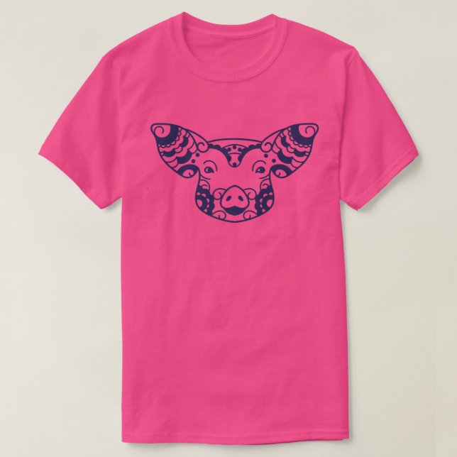 T-shirt Création de mandala de cochon drôle amateur d'anim (Design devant)