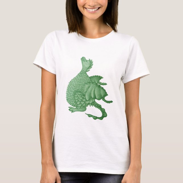 T-shirt créature imaginaire mythique dragon vert mignon (Devant)