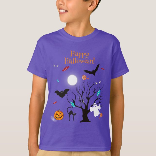 T-shirt Créatures et bonbons d'Halloween (Devant)