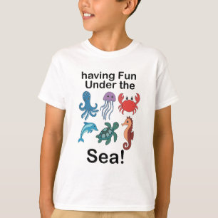 T-shirt Créatures marines s'amusant sous la mer Anniversai