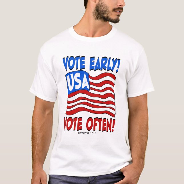 T-shirt Creekrat Cartoon Studios Vote Early & Souvent (Devant)